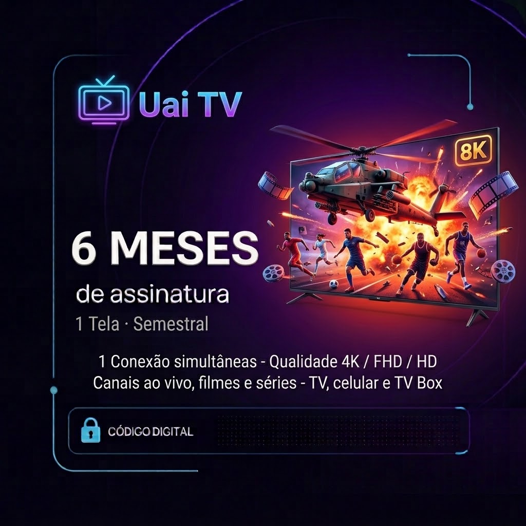 Uai TV · Gift Card Digital · 1 Tela · Semestral (6 Meses) | Varelle