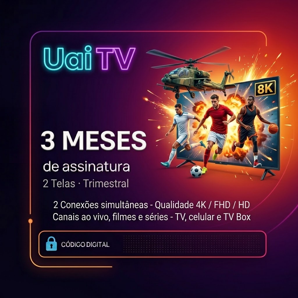 Uai TV · Gift Card Digital · 2 Telas · Trimestral (3 Meses) | Varelle