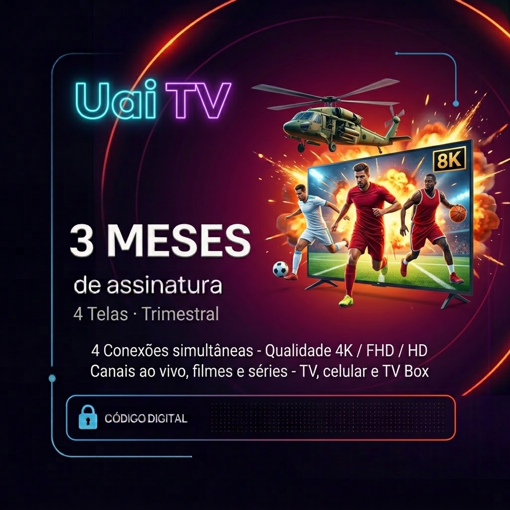 Uai TV · Gift Card Digital · 4 Telas · Trimestral (3 Meses) | Varelle