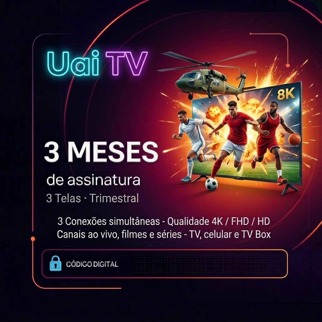 Uai TV · Gift Card Digital · 3 Telas · Trimestral (3 Meses) | Varelle