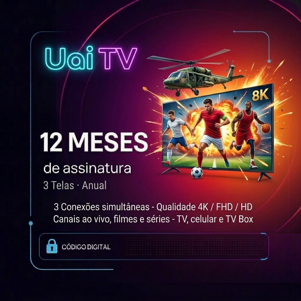 Uai TV · Gift Card Digital · 3 Telas · Anual (12 Meses) | Varelle
