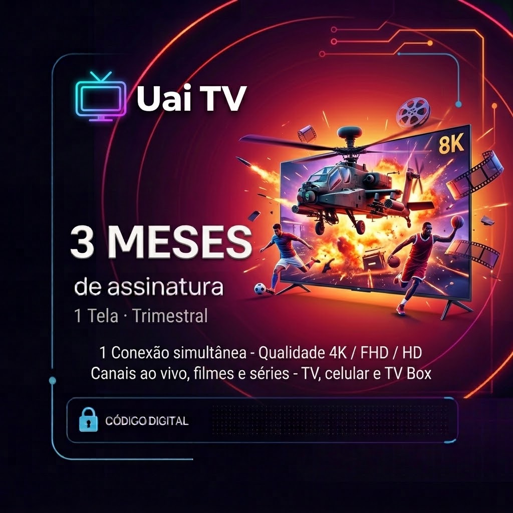 Uai TV · Gift Card Digital · 1 Tela · Trimestral (3 Meses) | Varelle