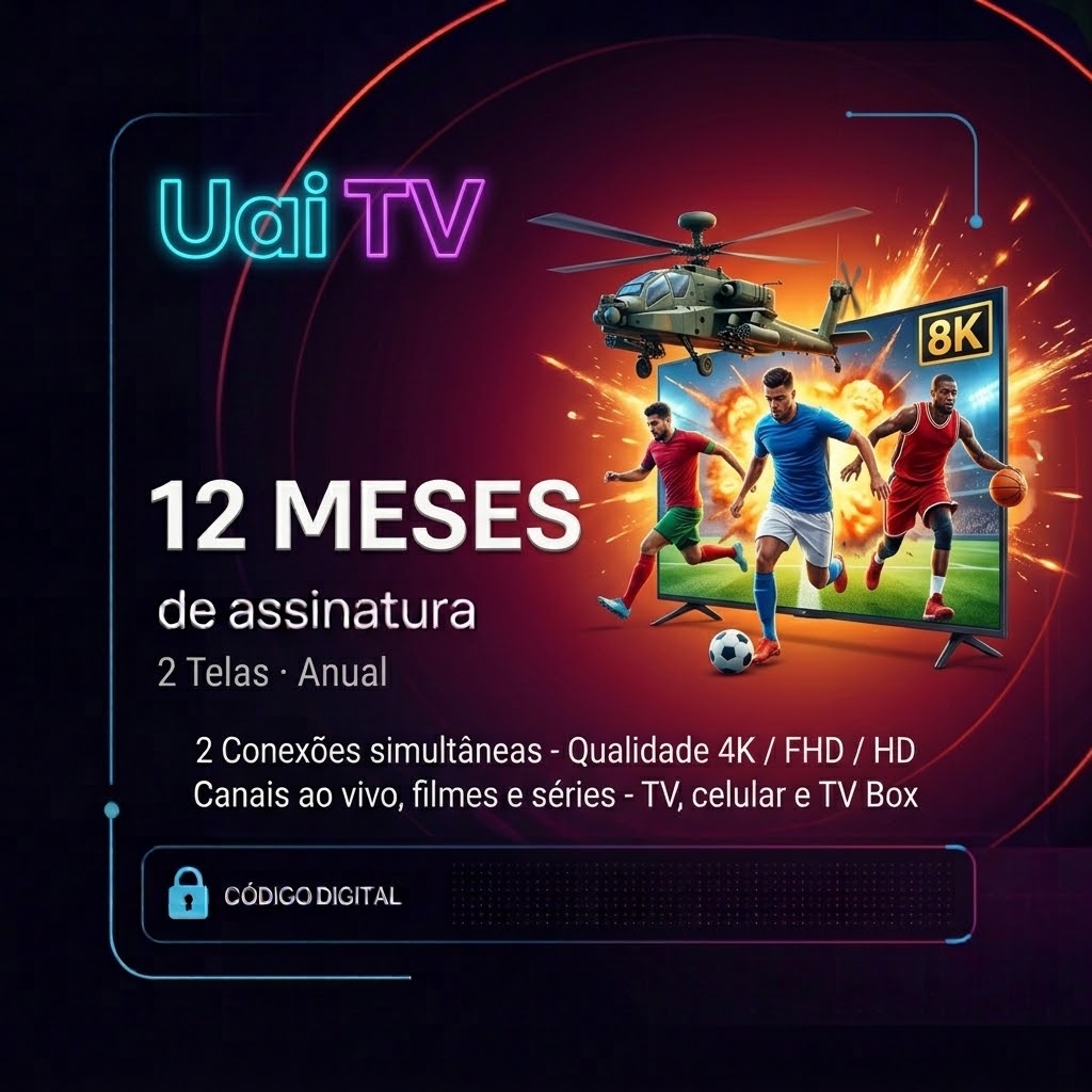 Uai TV · Gift Card Digital · 2 Telas · Anual (12 Meses) | Varelle