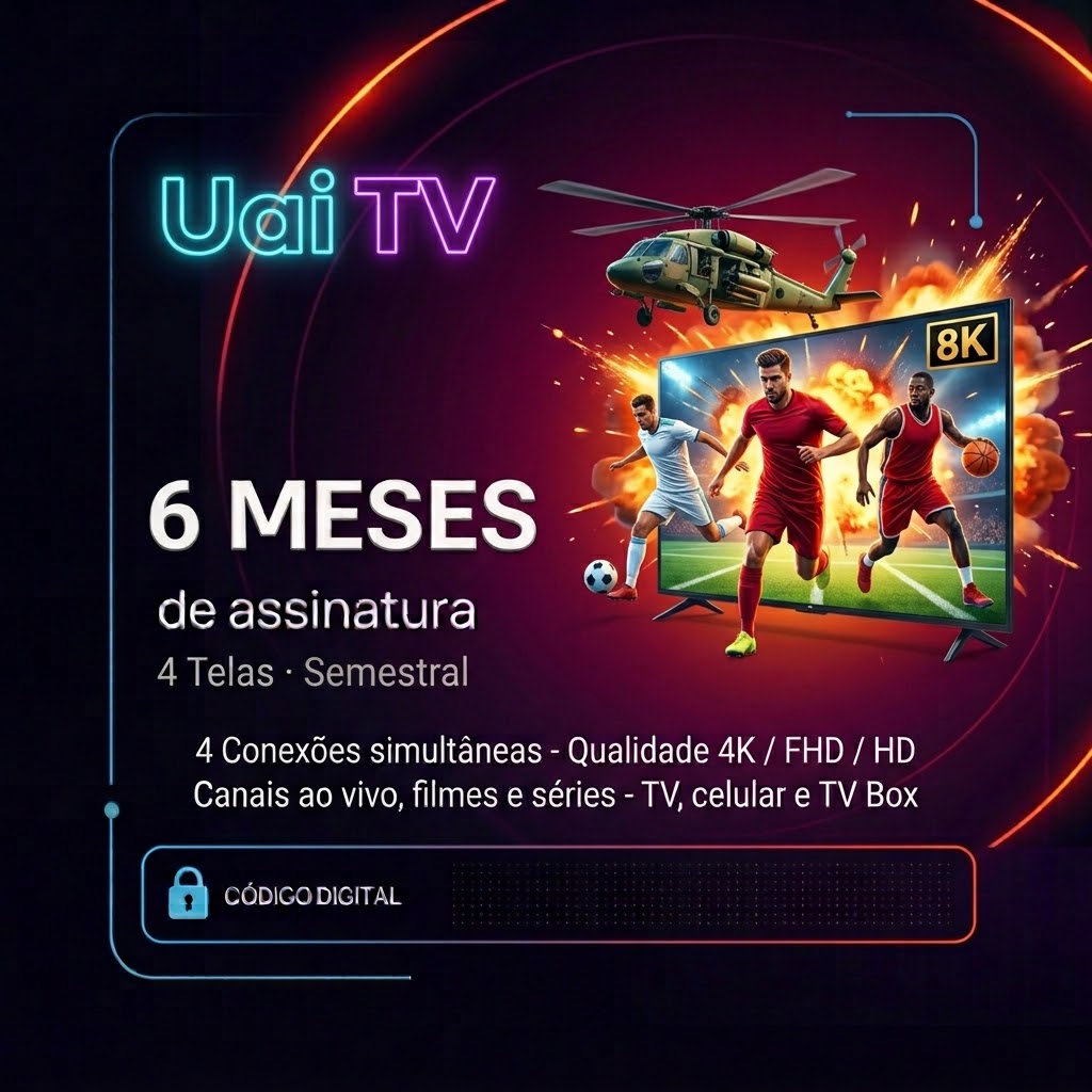 Uai TV · Gift Card Digital · 4 Telas · Semestral (6 Meses) | Varelle