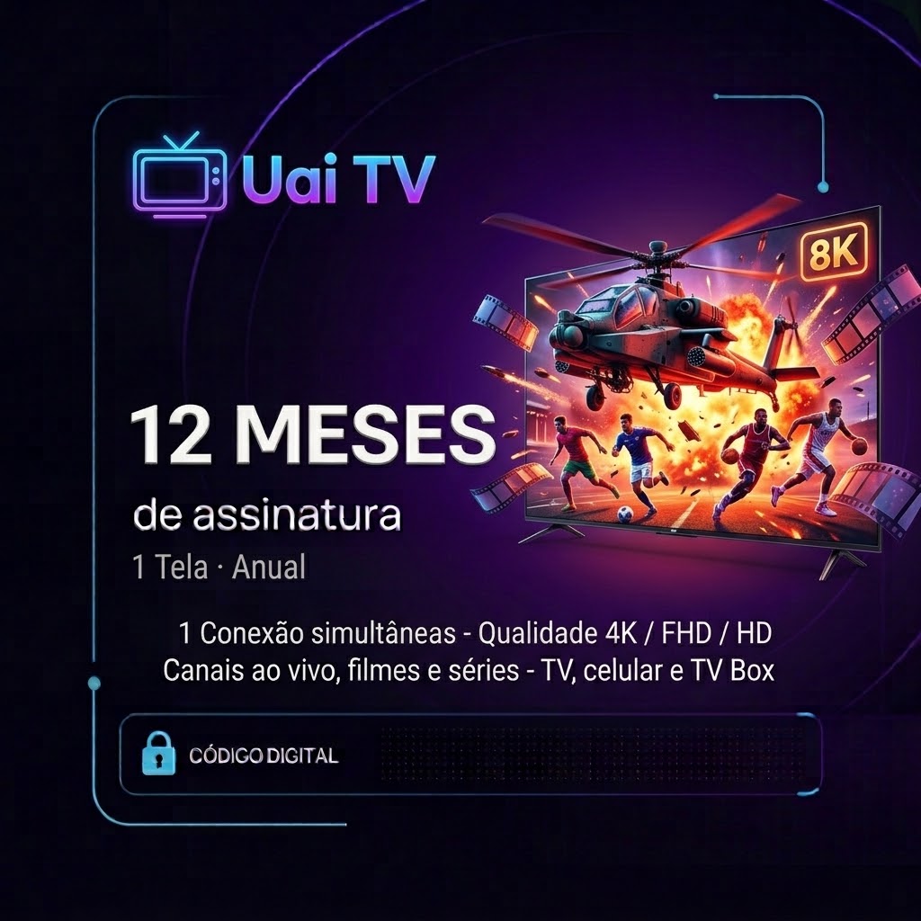 Uai TV · Gift Card Digital · 1 Tela · Anual (12 Meses) | Varelle
