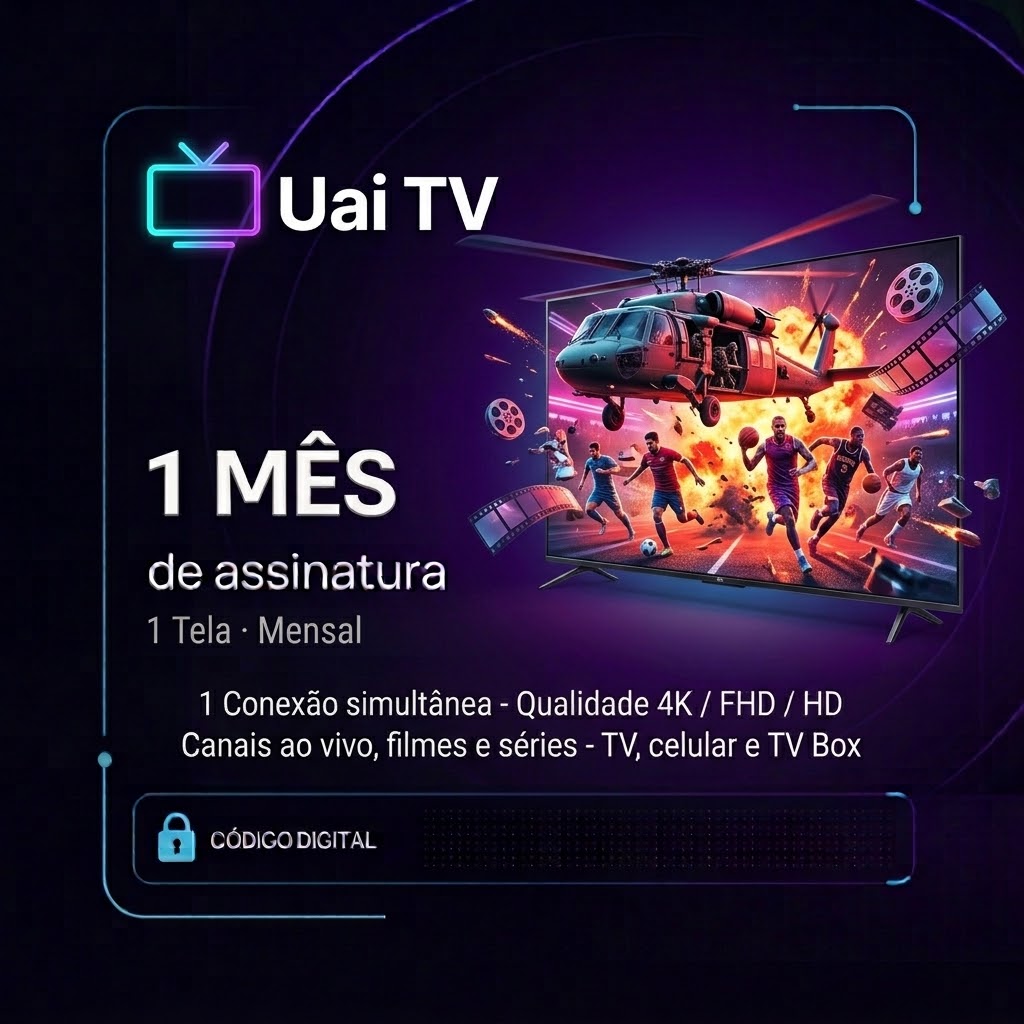 Uai TV · Gift Card Digital · 1 Tela · Mensal (1 Mês) | Varelle