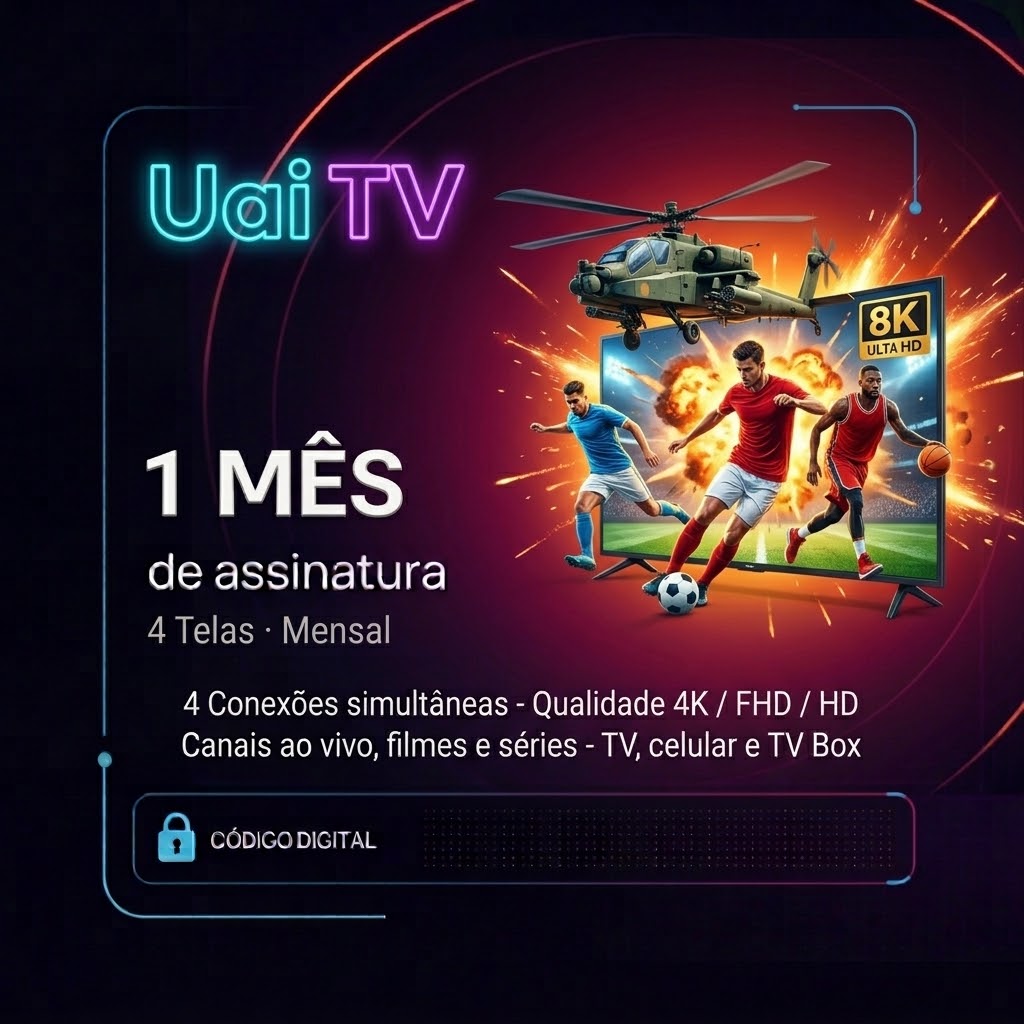 Uai TV · Gift Card Digital · 4 Telas · Mensal (1 Mês) | Varelle