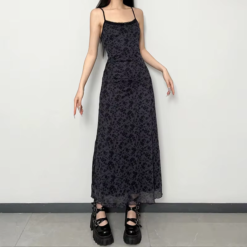 Vestido Longo Estampado Vintage Grunge Estilo Y2K | Varelle