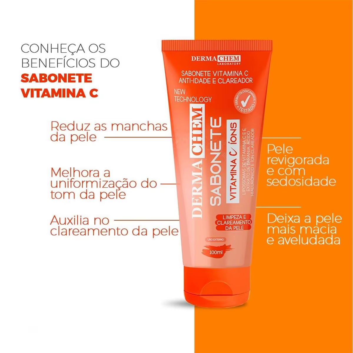 Sabonete Facial Dermachem Vitamina C · Anti-idade e Clareador | Varelle