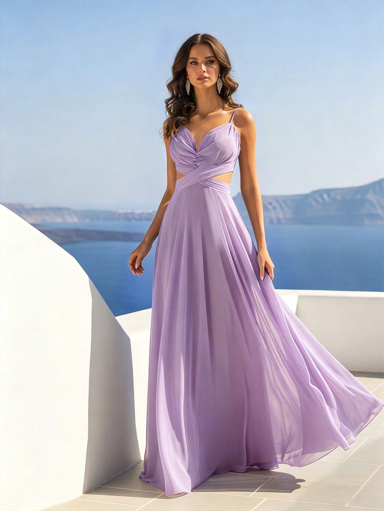 Vestido Feminino em Chiffon · Decote em V e Costas Abertas | Varelle