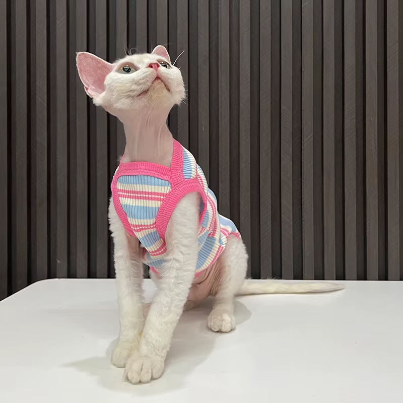 Camiseta Listrada para Gatos e Filhotes · Algodão Macio e Respirável | Varelle
