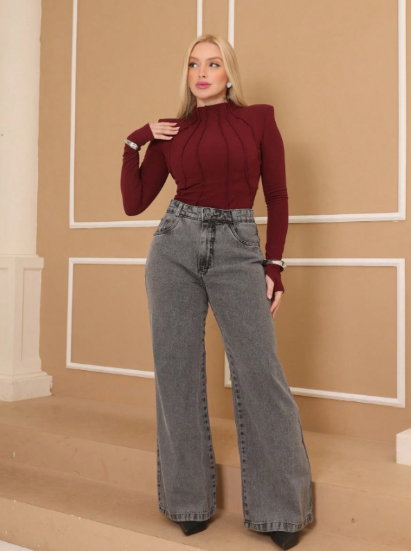 Calça Jeans Feminina Wide Leg Cintura Alta | Varelle