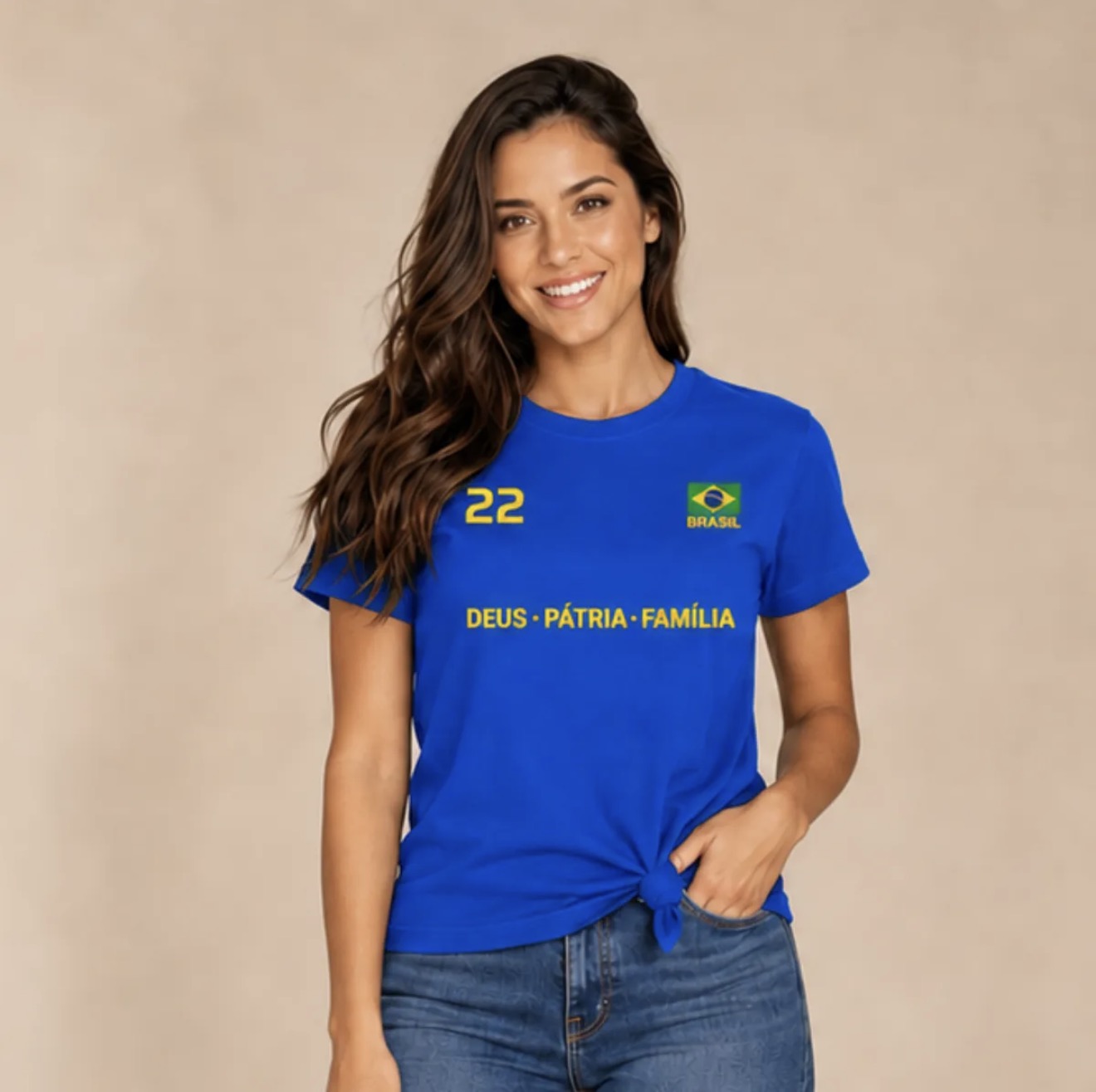 Camiseta Brasil 22 Adulto - Brasileira Feminina Deus | Varelle
