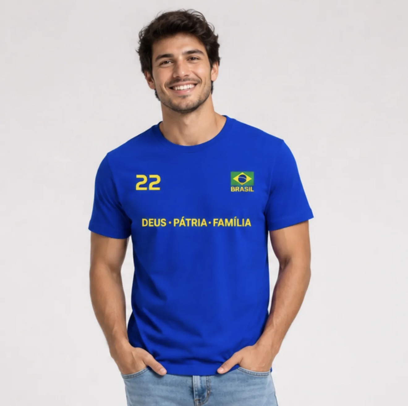 Camiseta Brasil 22 Adulto - Brasileira Masculina Deus | Varelle